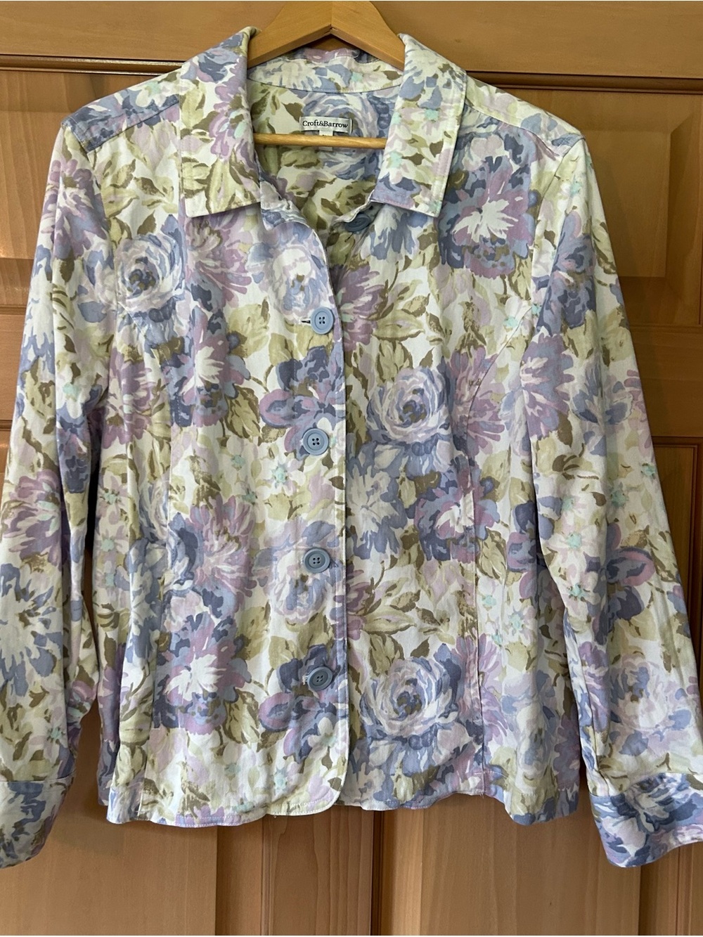 Croft & Barrow Pastel Floral Jacket Petite XL Princess Seams Cottagecore Shacket